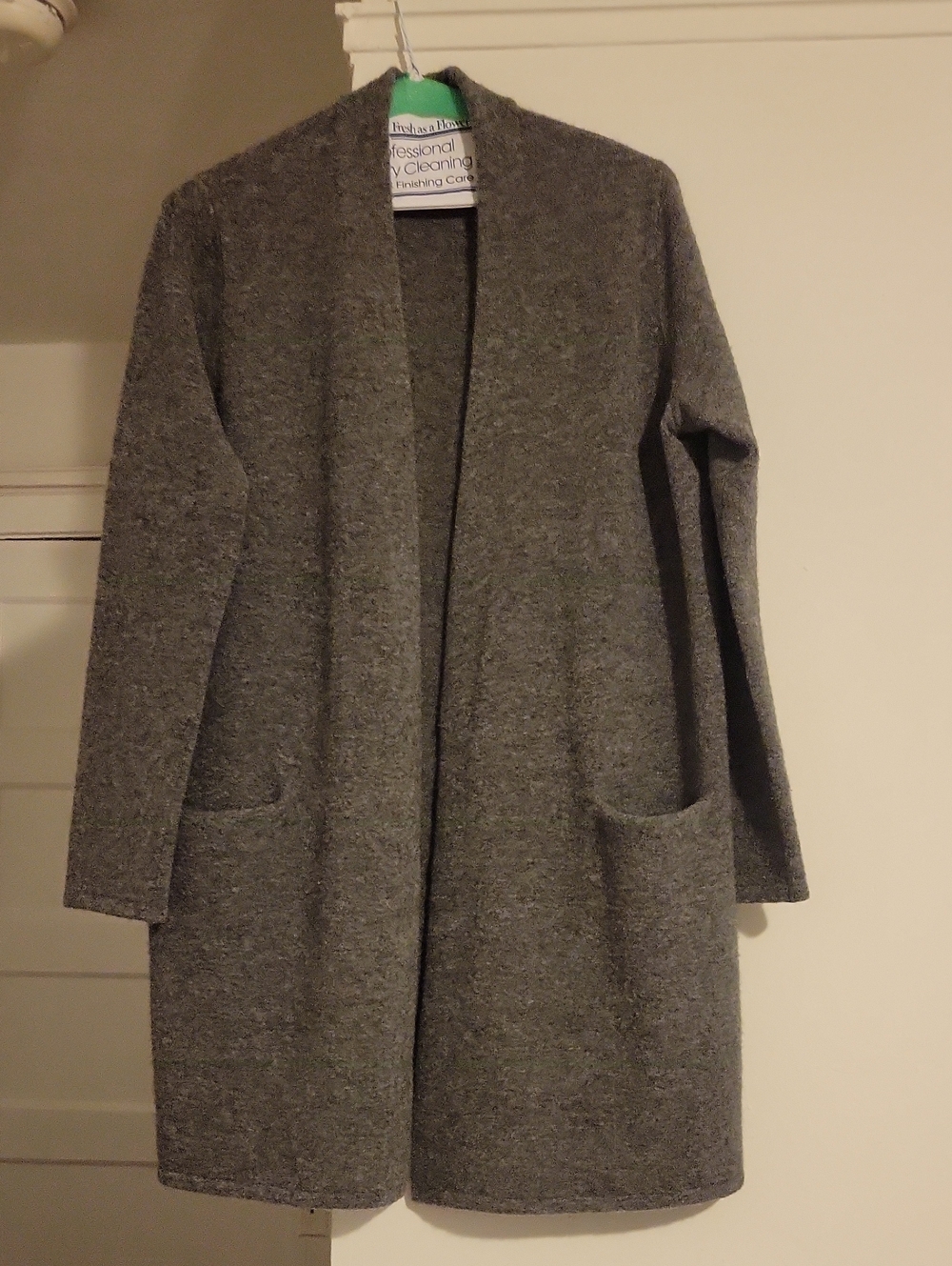 JENNI KAYNE charcoal Gray Sweater Coat cardigan wool yak small long